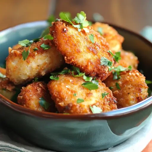 Plate of spicy chicken nuggets with dipping sauce on the side.