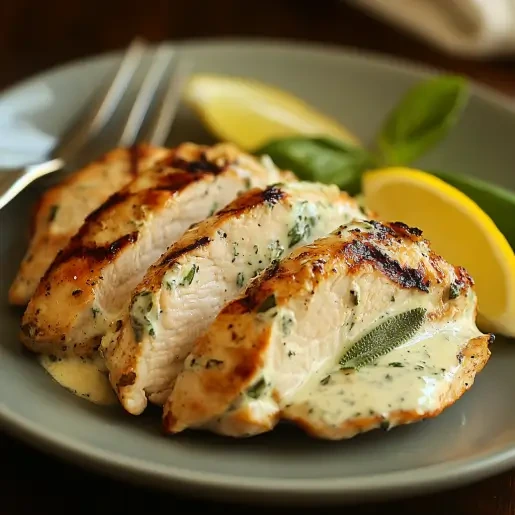 Chicken marinating in a creamy yogurt mixture with herbs and spices