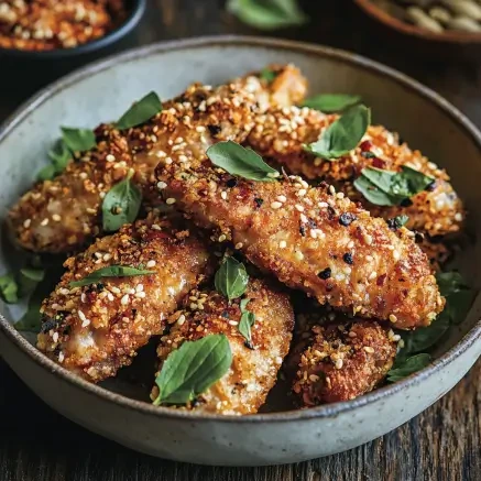 Close-up of crispy, golden-brown crunchy chicken wings on a platter with dipping sauces.