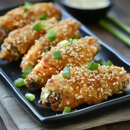 Crispy and golden crunchy chicken wings served with dipping sauces