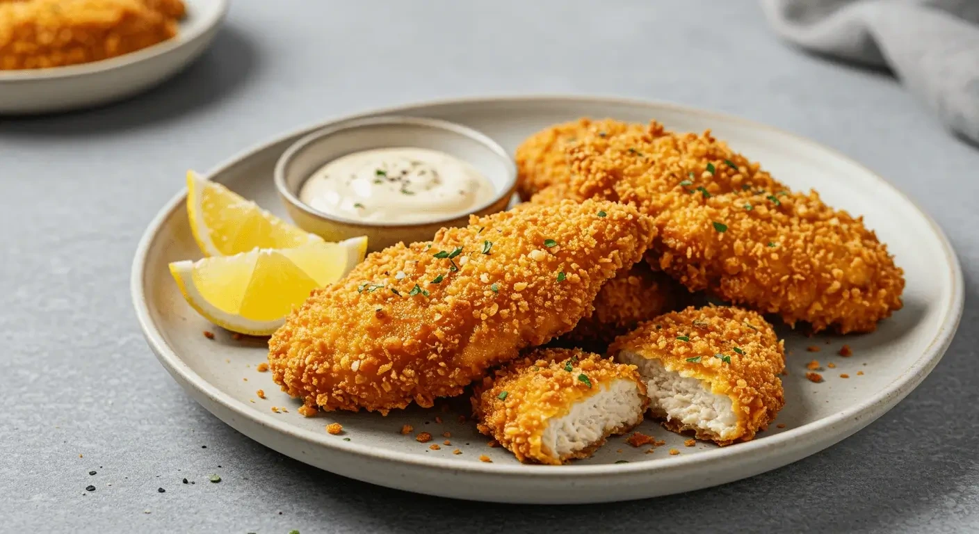 Crispy Air Fryer Panko Chicken served with dipping sauce